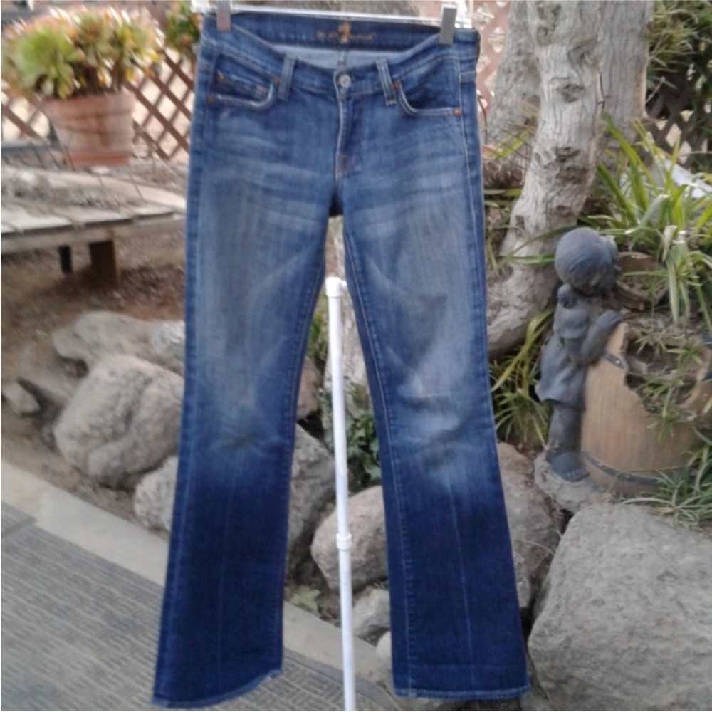 Seven7 Blue Flare Wide Leg Jeans with Stretch